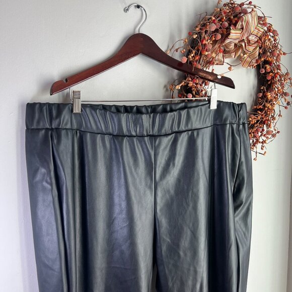 Michael Michael Kors Plus Size 3X Faux-Leather Skinny Ankle Pants - Black - Picture 3 of 12